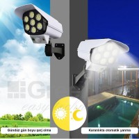 GT-SL03 Güneş Enerjili, Hareket Sensörlü Sahte Güvenlik Kamerası - Dış Mekan 77 LED Aydınlatmalı